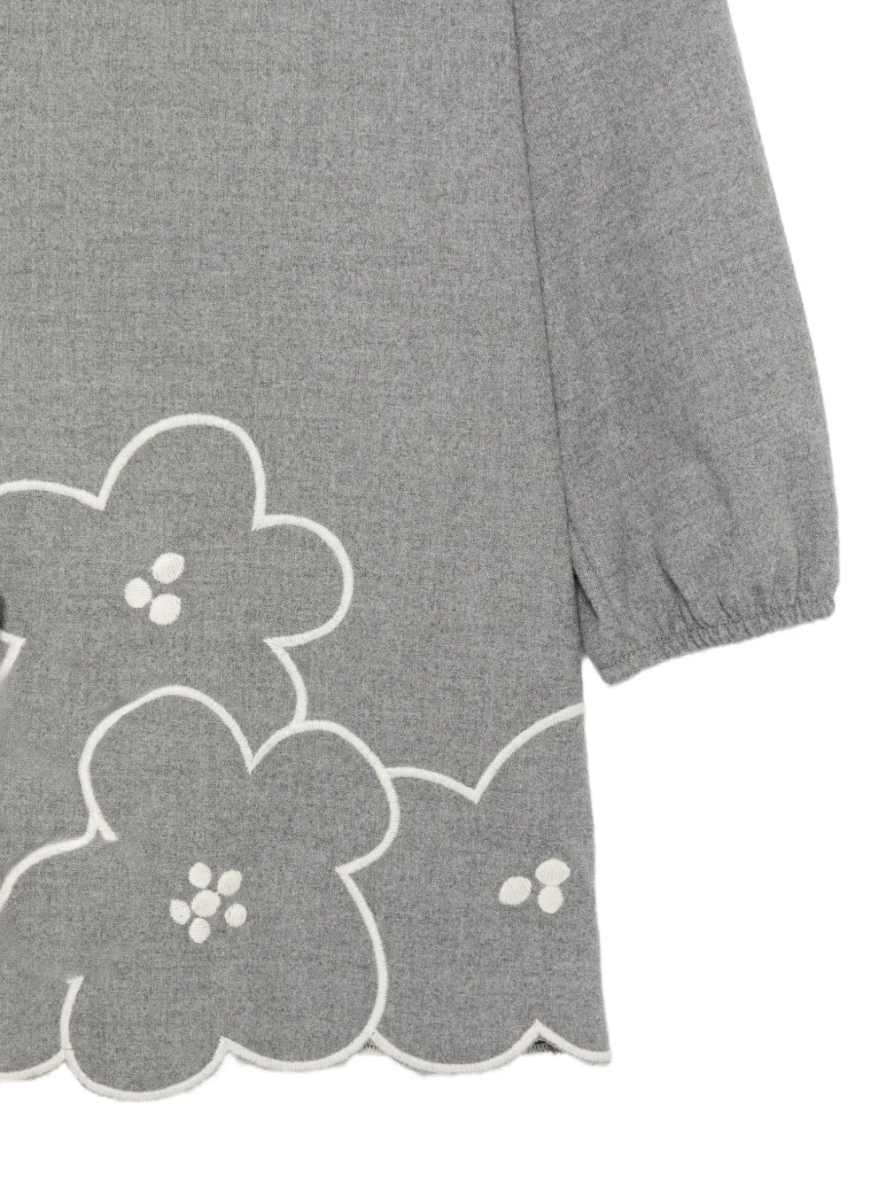 Il Gufo Jurk met gewelfde zoom en bloemen-applicatie Grijs