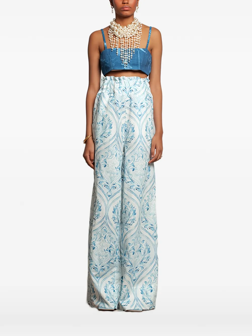 Isla And White Eliette Spaghetti-strap Top In Blue
