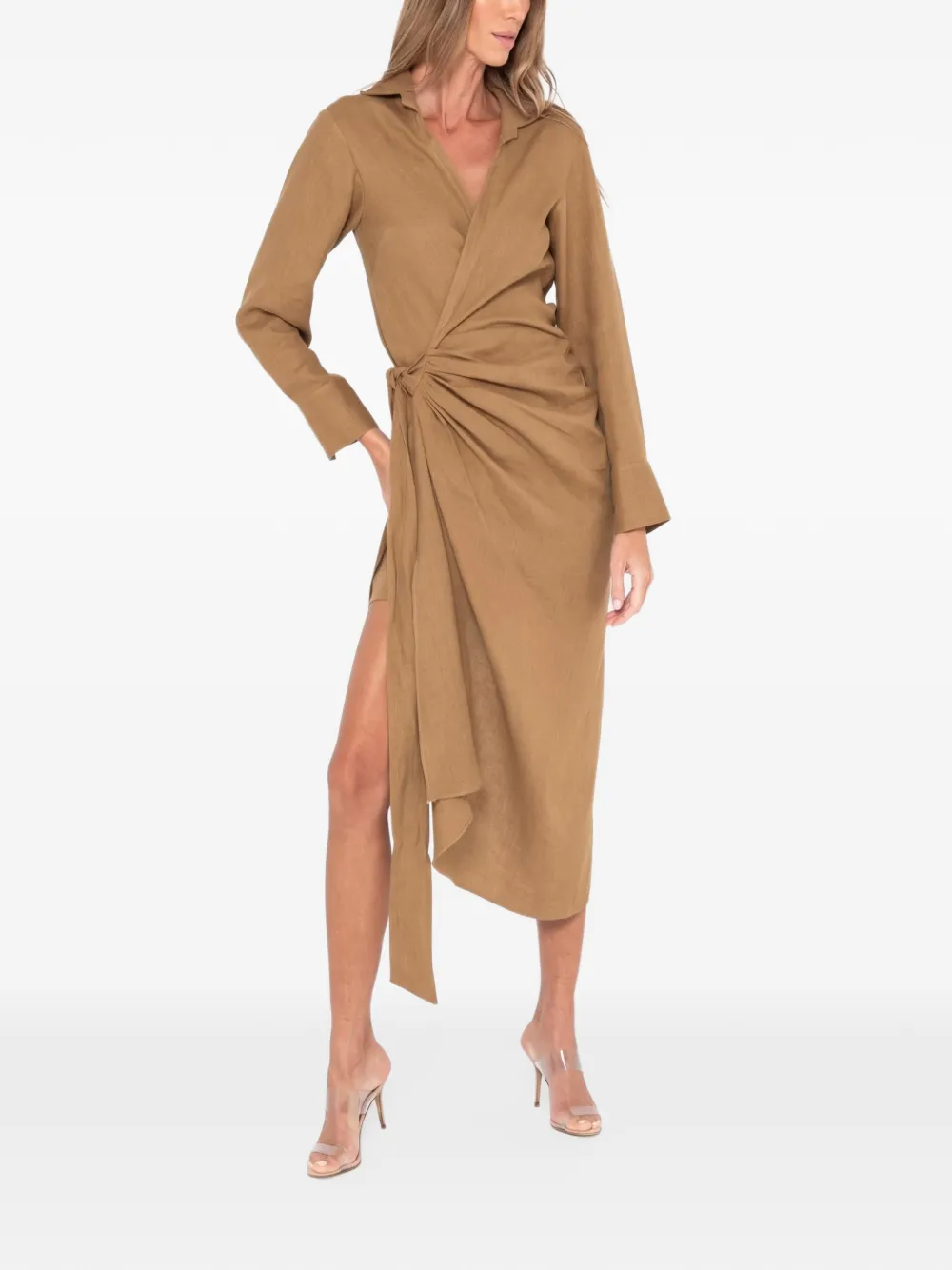 JBQ Fernanda wrap asymmetric maxi dress - Braun
