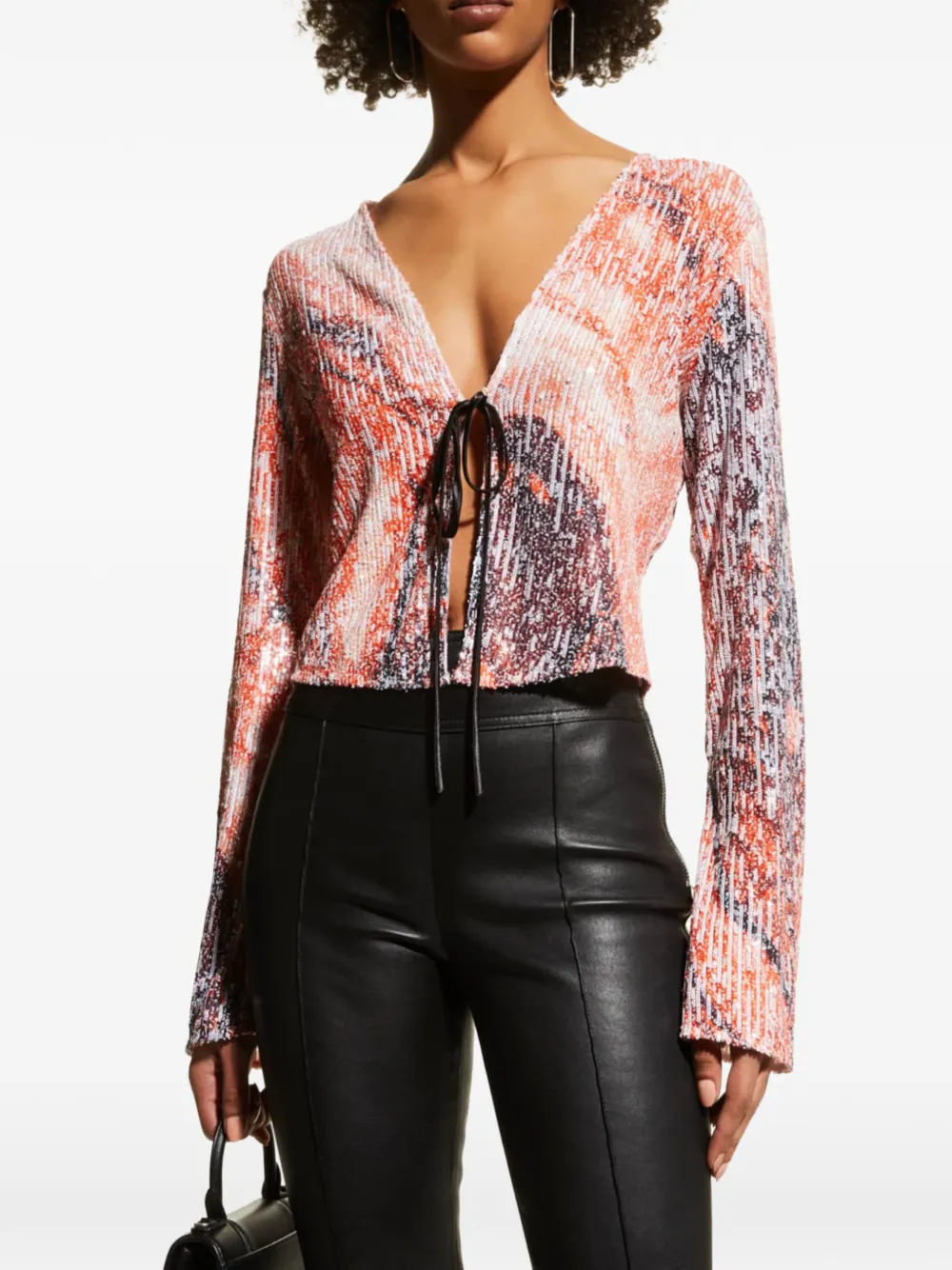 In The Mood For Love Ruddy marble-print sequinned blouse
