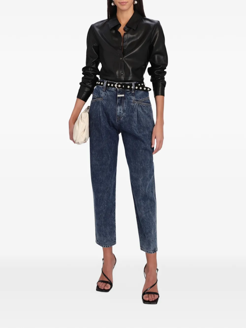 Closed Pearl pleated-detail jeans Blauw