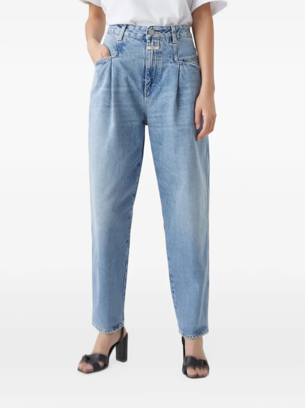 Closed Pearl pleated-detail jeans Blauw
