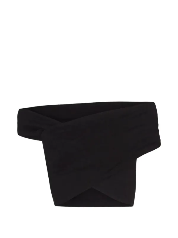 Cortana Candy Asymmetric Cropped Top in Black