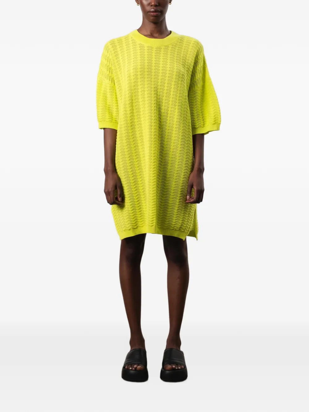 Mr. Mittens Bella lace-knit T-shirt mini dress - Giallo