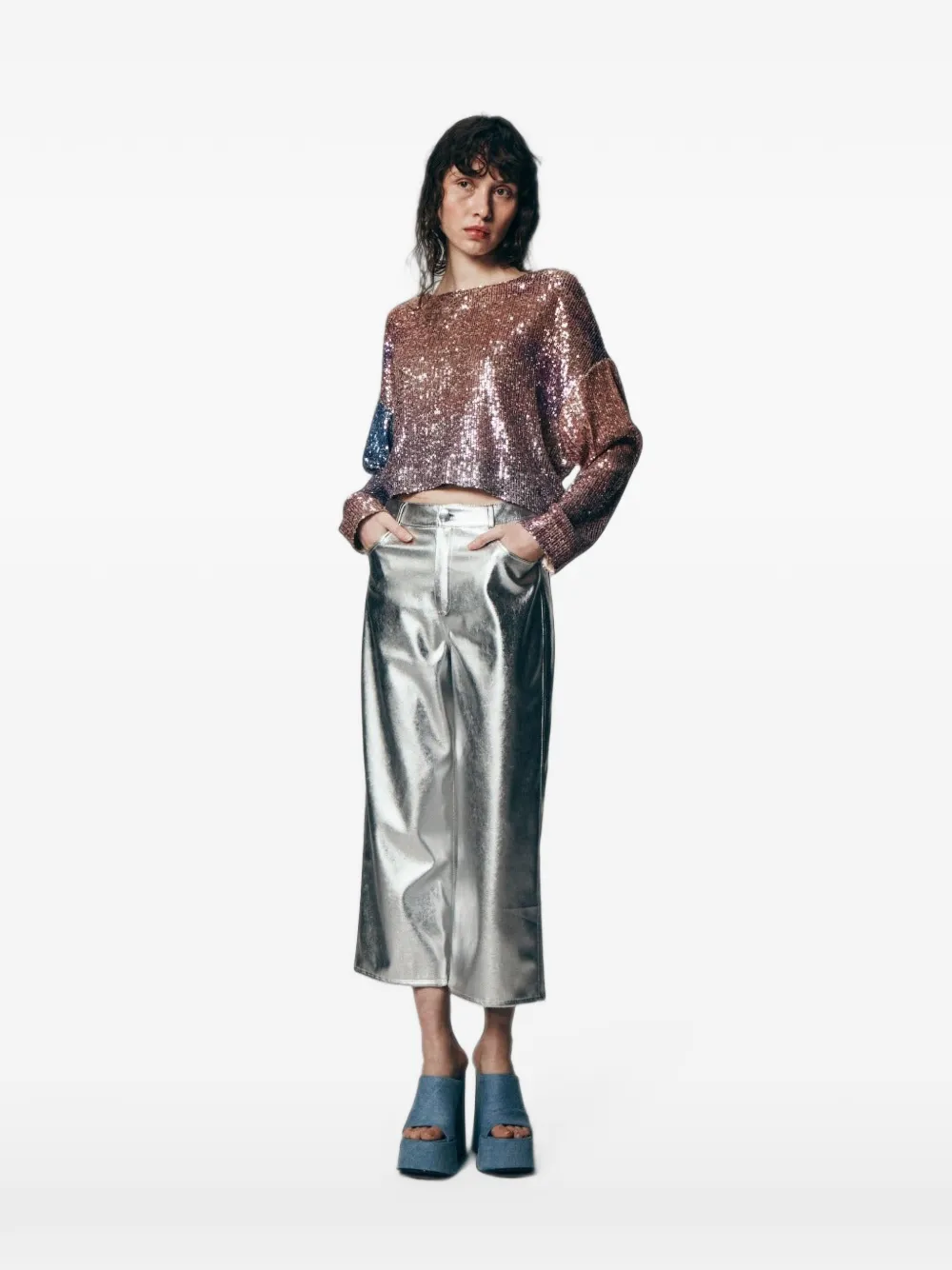 In The Mood For Love Coco Sunset top verfraaid met pailletten Bruin