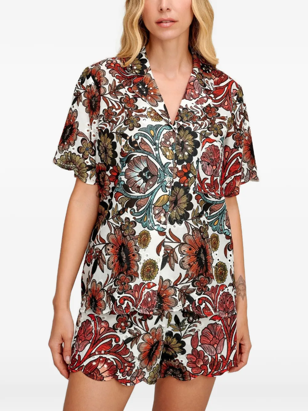 PEARL & CAVIAR Skiathos floral-print shirt · S