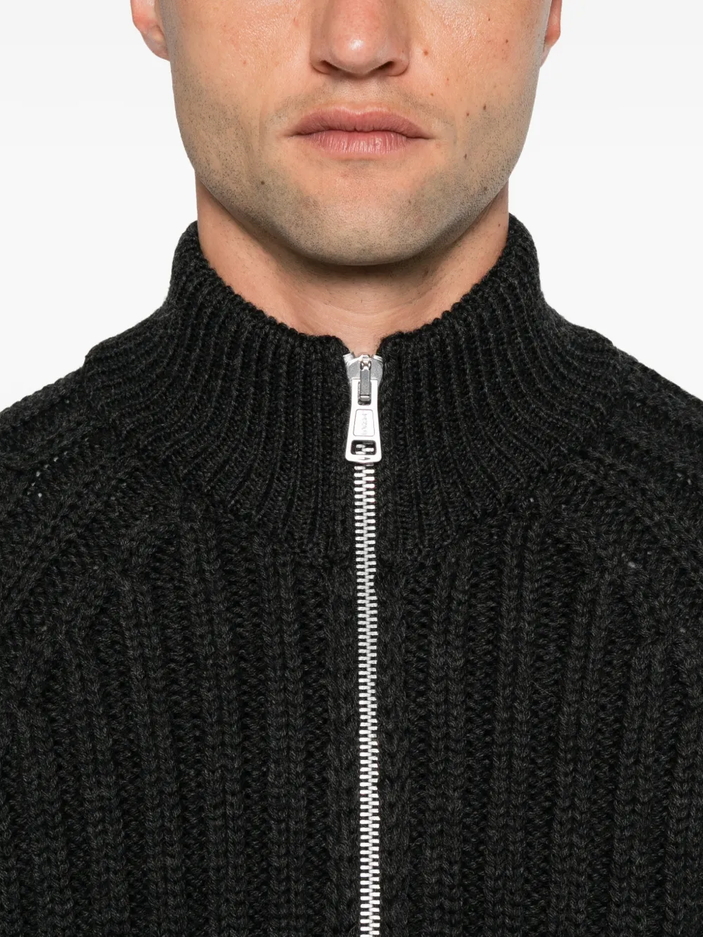 OUR LEGACY Ribgebreid vest met hoge hals Grijs