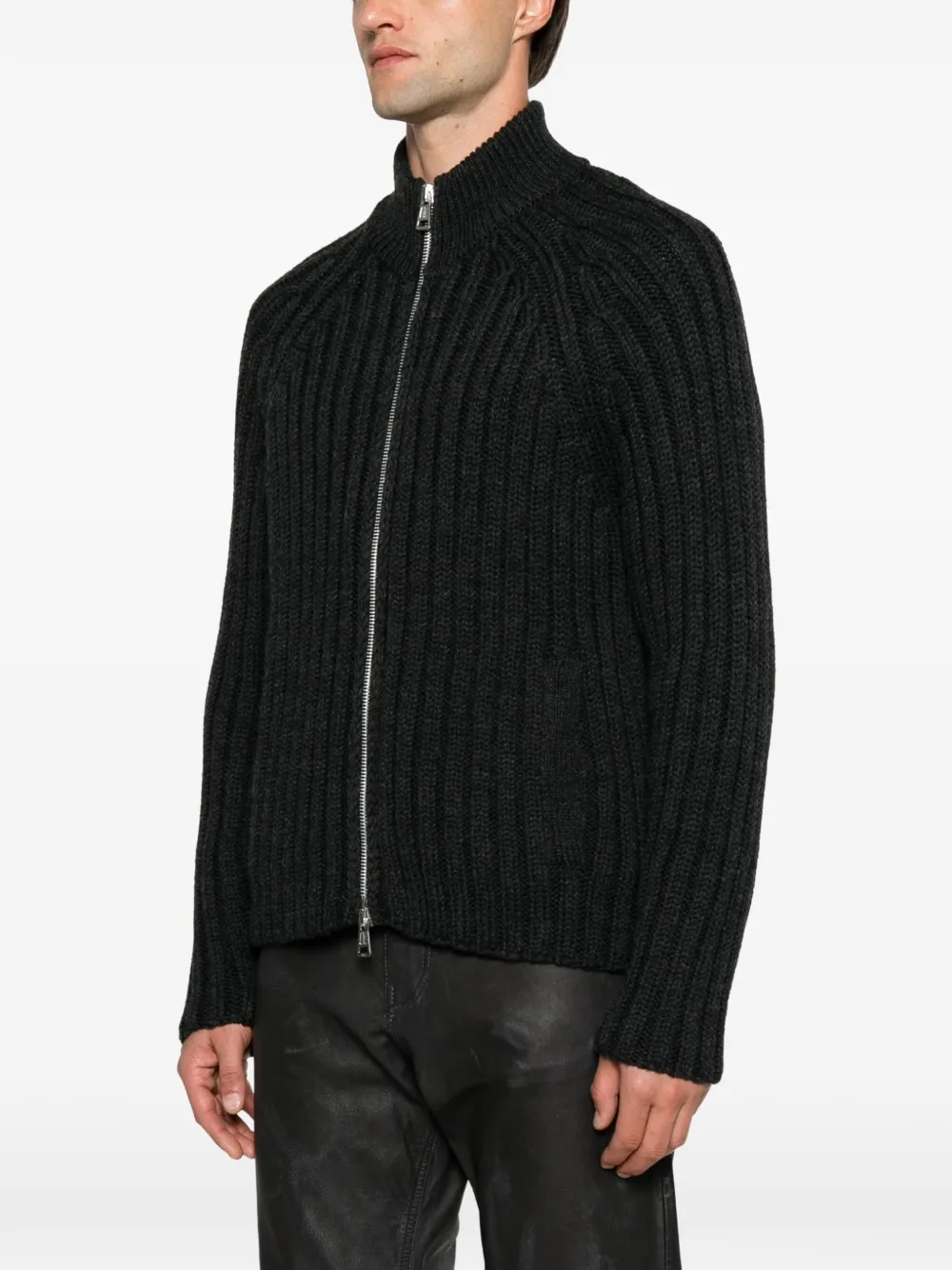 OUR LEGACY Ribgebreid vest met hoge hals Grijs