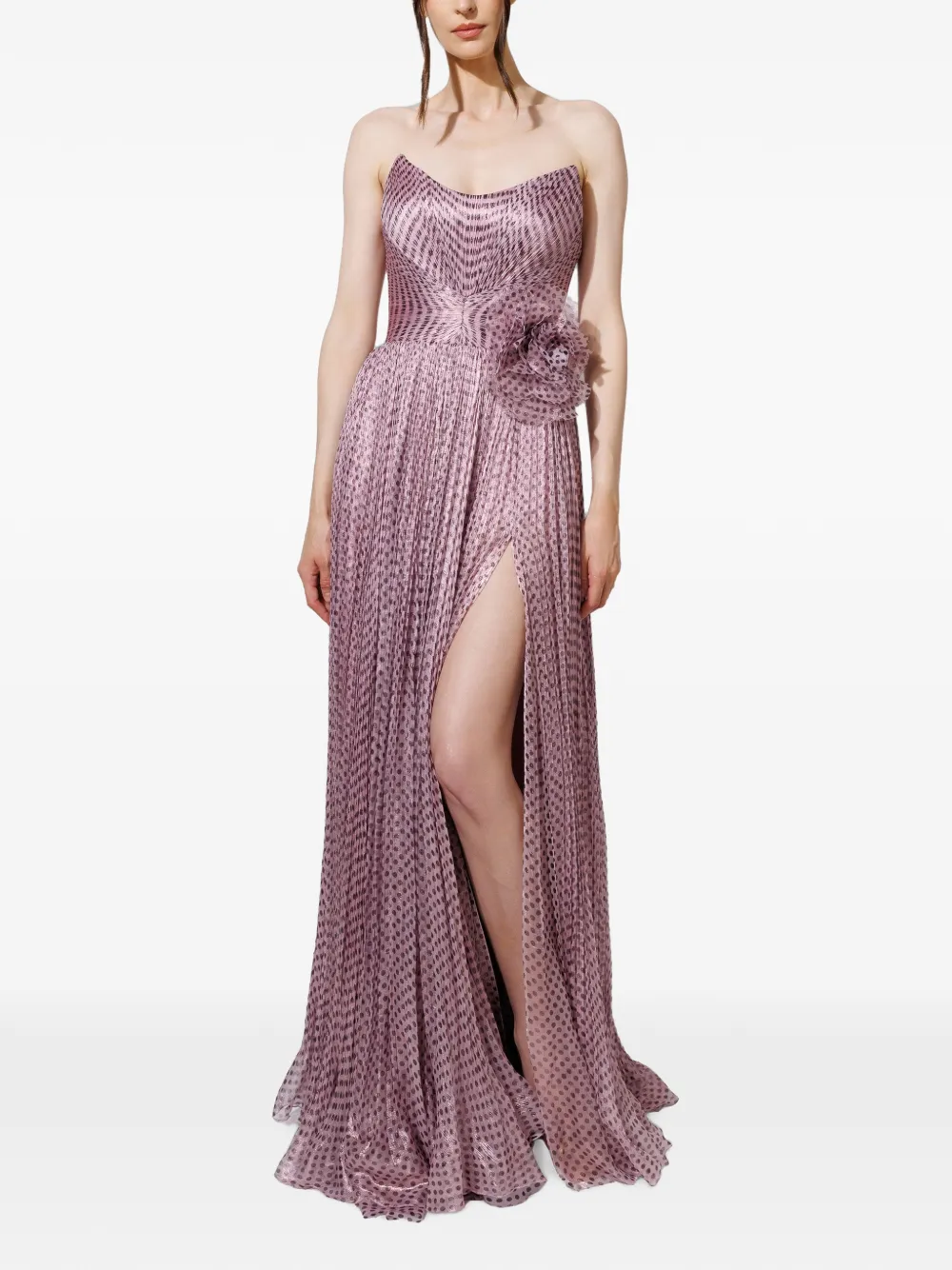 Iris Serban Geplooide maxi-jurk met stippen Roze