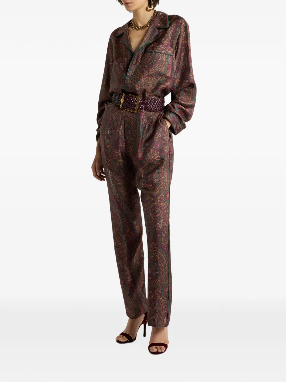 ETRO Zijden pyjama met Arnica by -patroon Rood