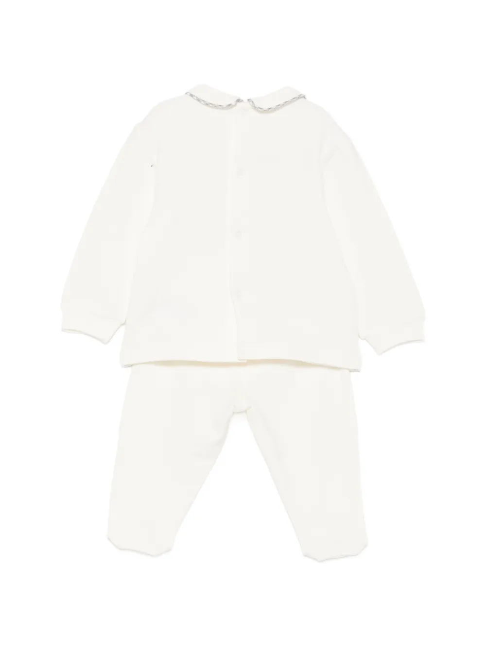 Il Gufo bear-motif Peter Pan-collar trousers set Wit