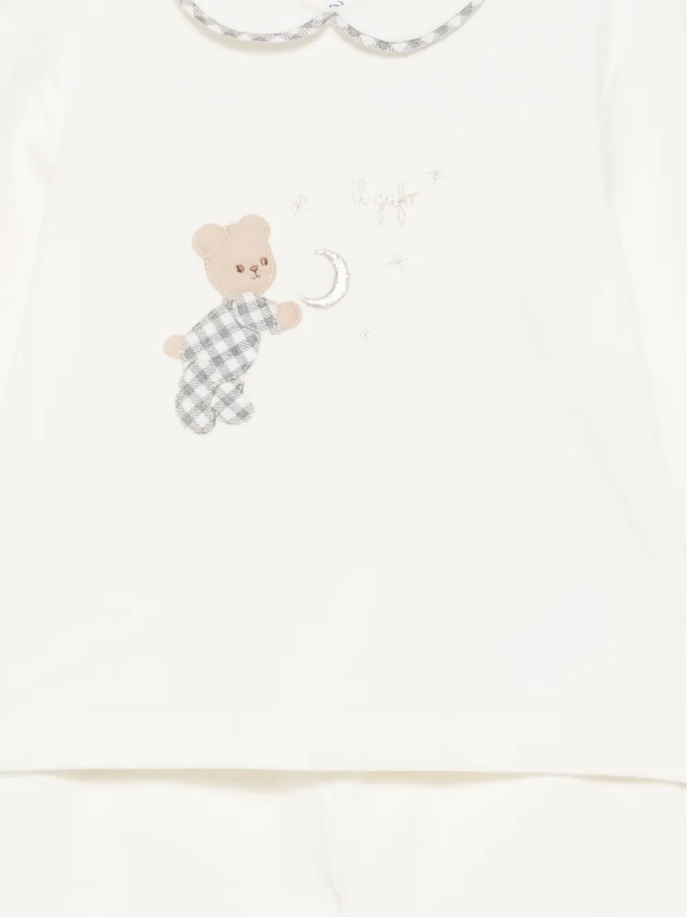 Il Gufo bear-motif Peter Pan-collar trousers set Wit
