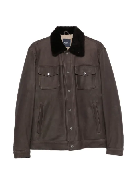 Barba shearling-collar leather jacket
