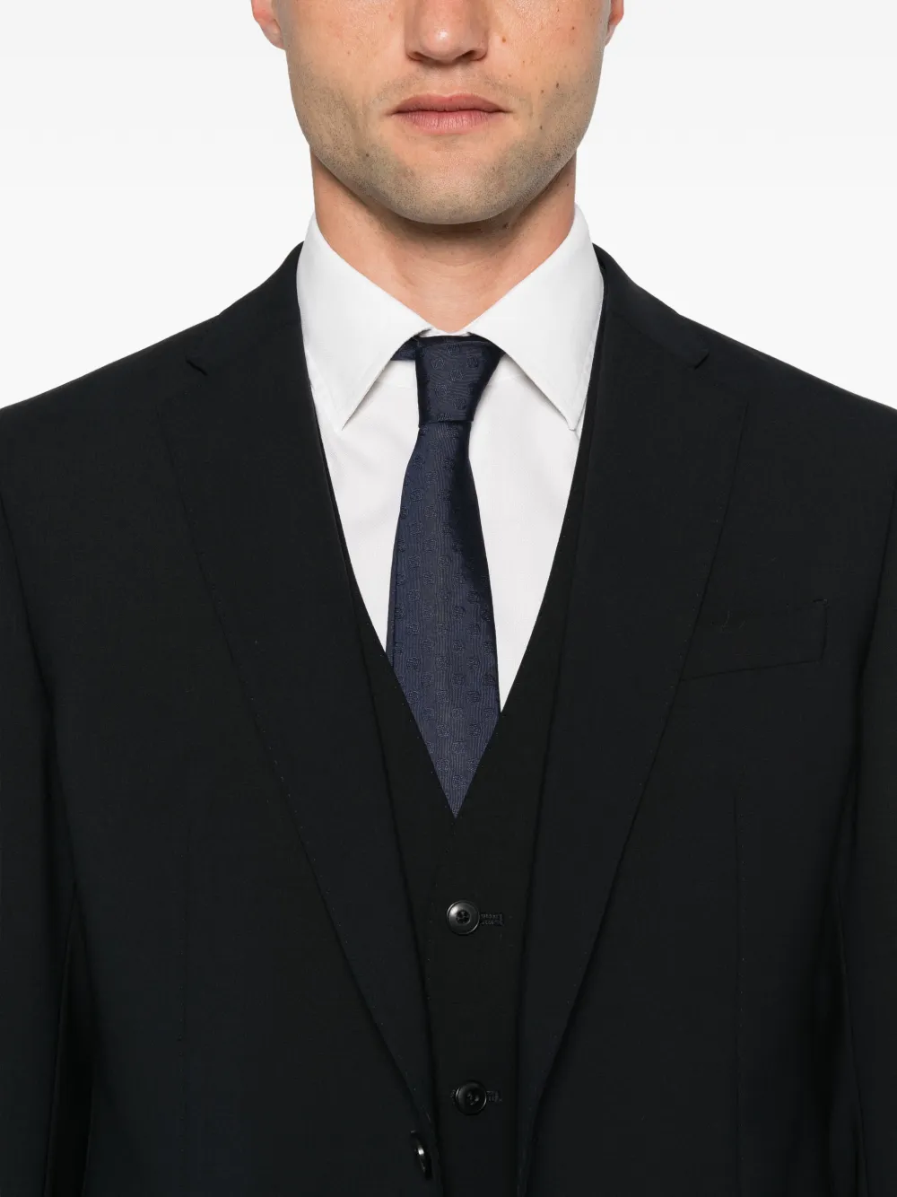 Emporio Armani Driedelig pak met enkele rij knopen Zwart