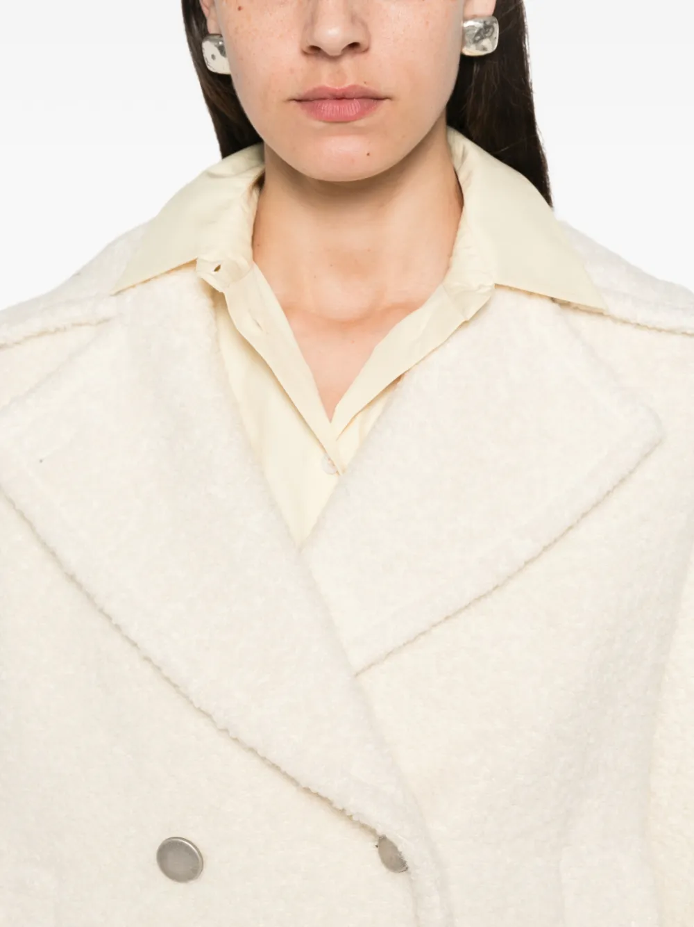 Tagliatore Sheila bouclé jas met dubbele rij knopen Beige