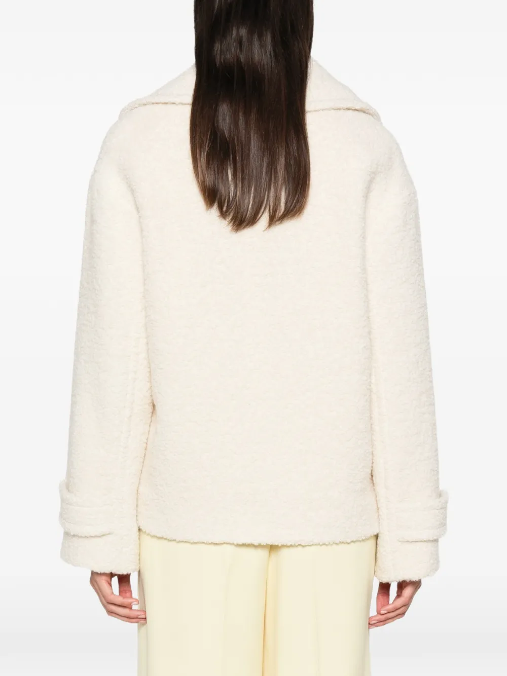 Tagliatore Sheila bouclé jas met dubbele rij knopen Beige