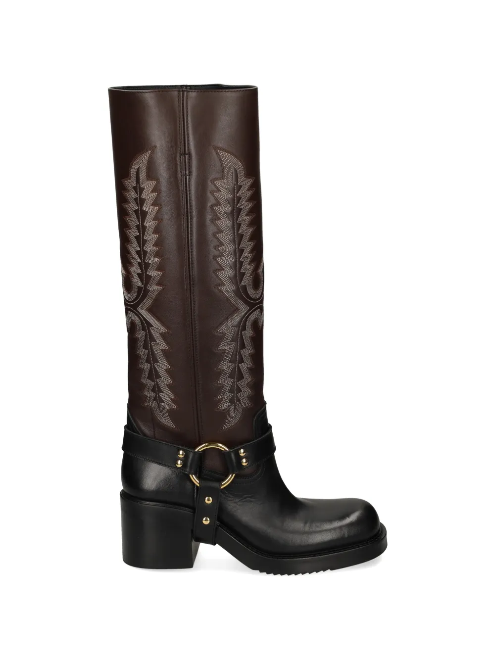 Elena Iachi bottes en cuir à broderies - Marron Elena Iachi bottes en cuir à broderies - Marron