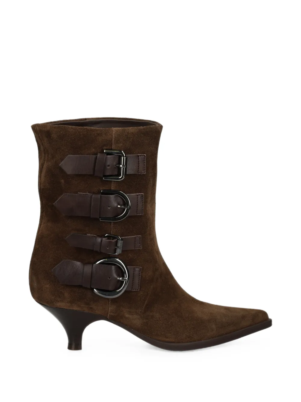 Elena Iachi bottines pointues à détail de boucle 100 mm - Marron Elena Iachi bottines pointues à détail de boucle 100 mm - Marron
