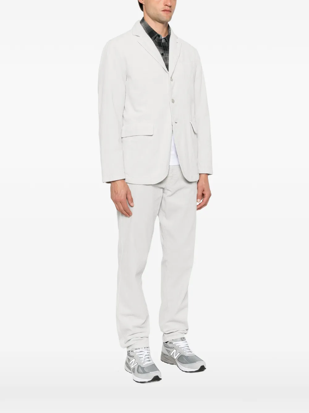 ASPESI Ribfluwelen blazer met enkele rij knopen Grijs