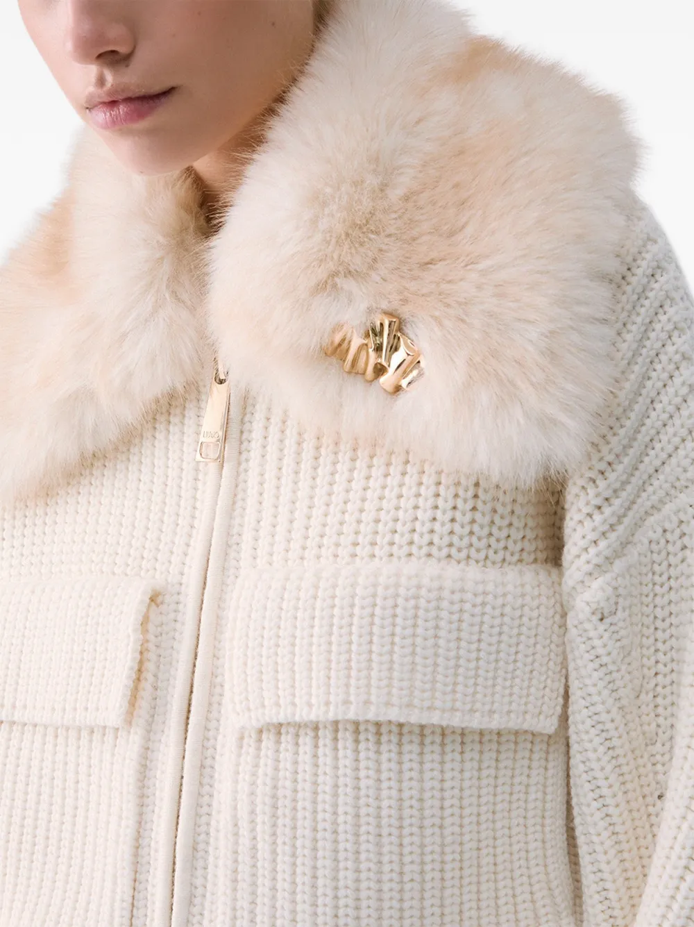 LIU JO Wollen bomberjack met teddykraag Beige