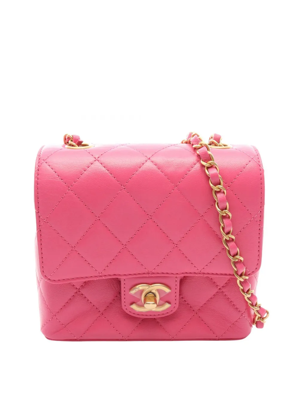CHANEL Pre-Owned 2021-2026 Mini Square Quilted Goatskin Flap crossbody bag - Rosa