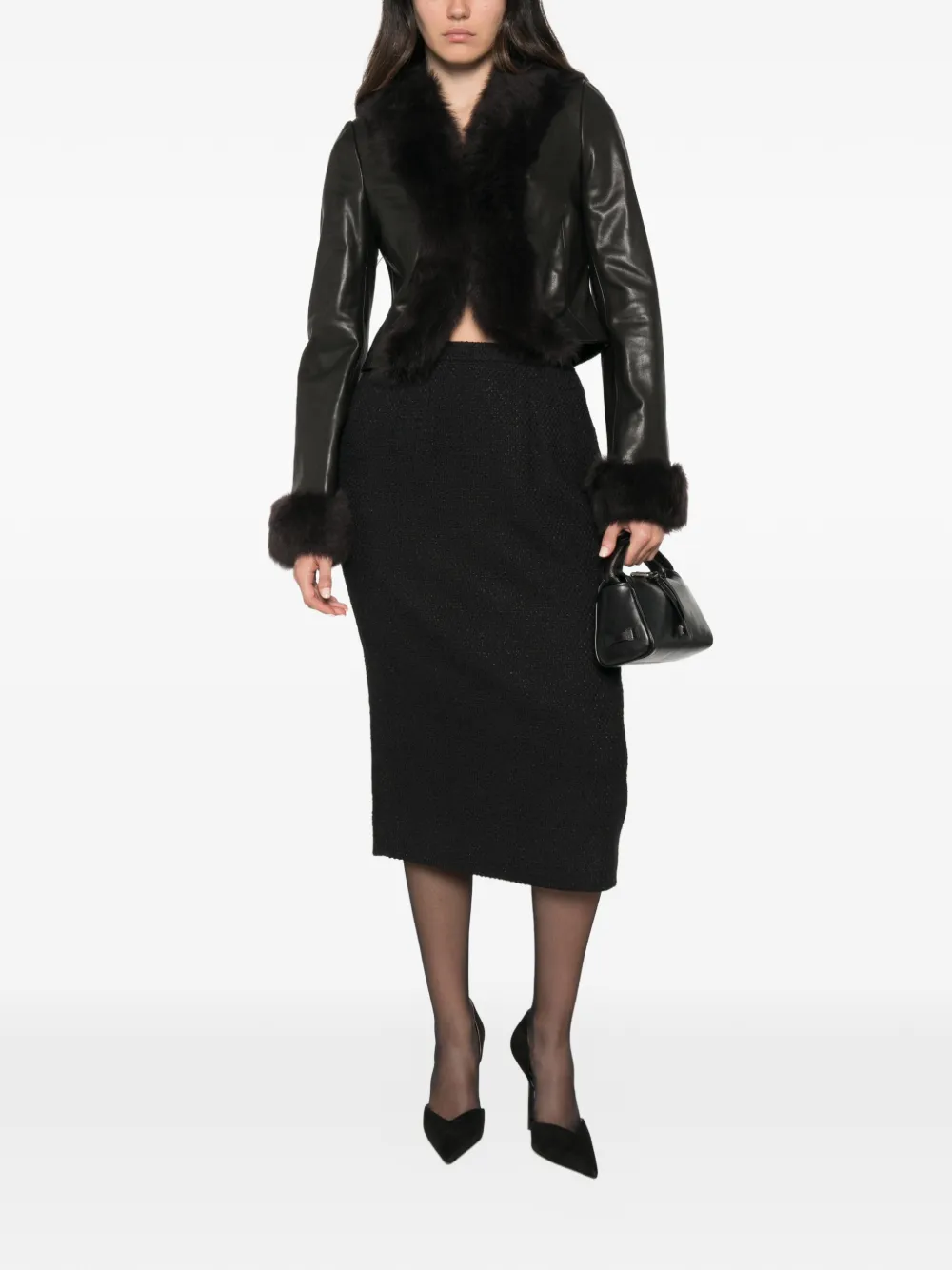 Dolce & Gabbana Bouclé gebreide kokerrok Zwart