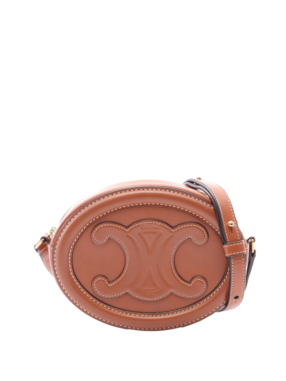 Celine Pre-Owned 2000-2026 Small Calfskin Cuir Triomphe Oval crossbody bag - Brown