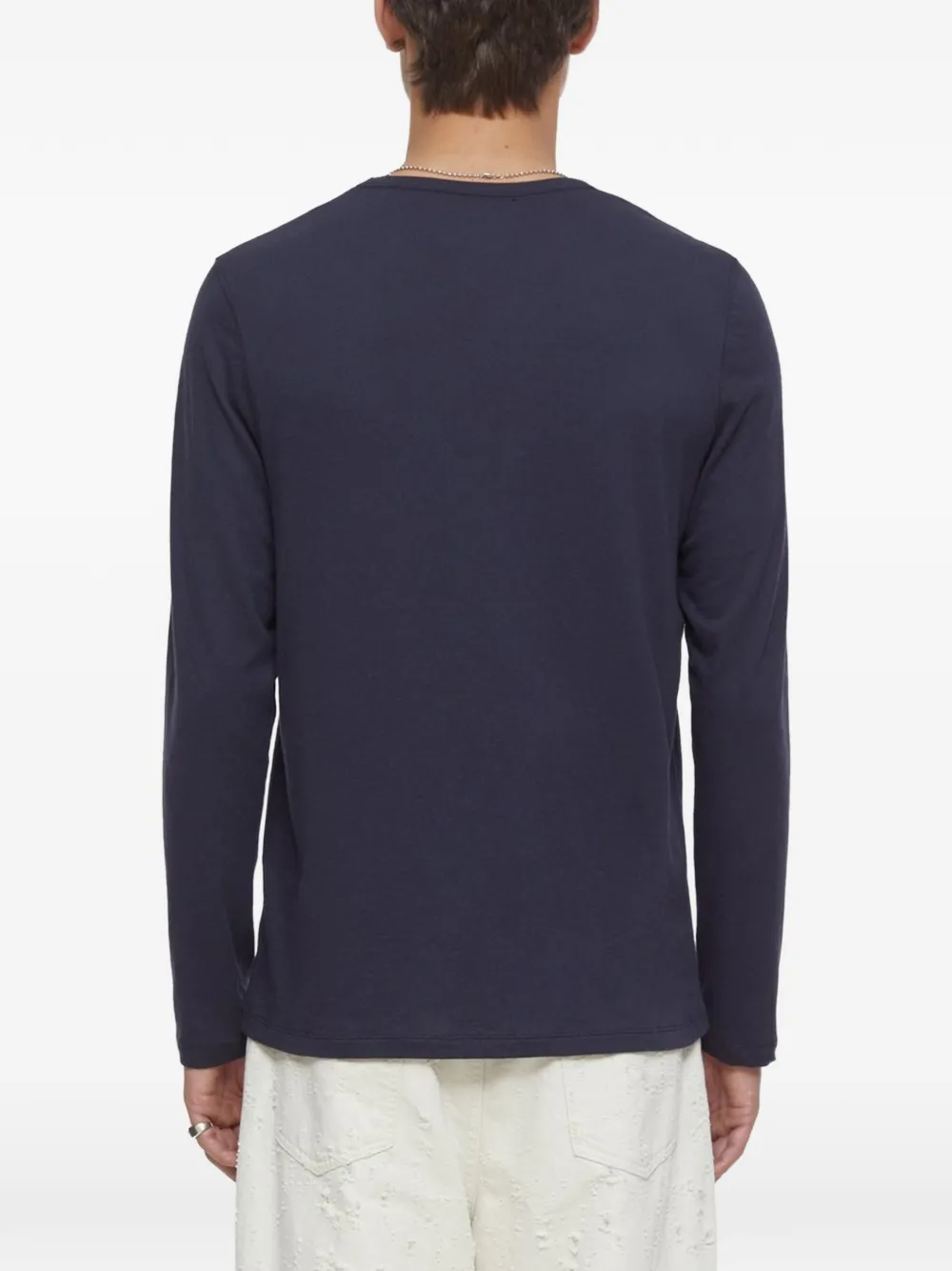 Closed T-shirt met geborduurd logo Blauw