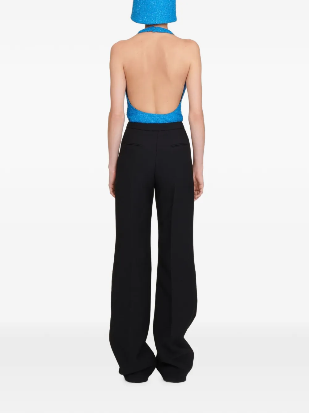 Maison Rabih Kayrouz Tweed body met mesh vlak Blauw