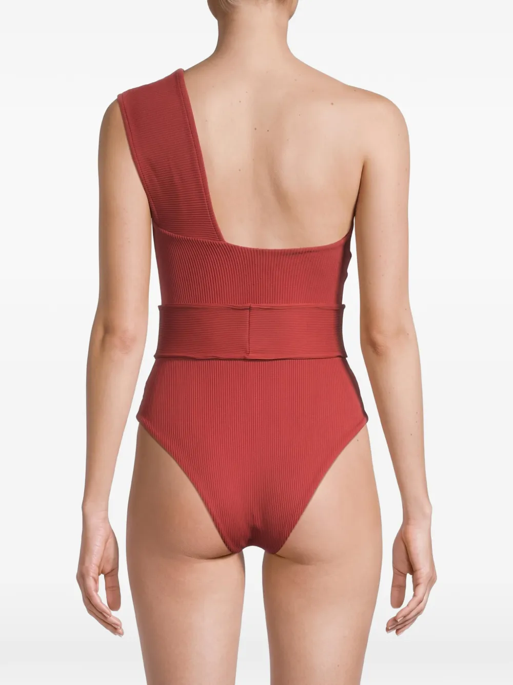 Haight Maria ribbed one-shoulder swimsuit Rood