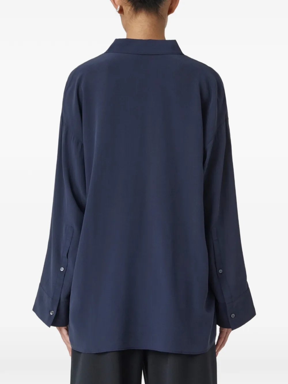 Closed Zijden blouse met parelknopen Blauw