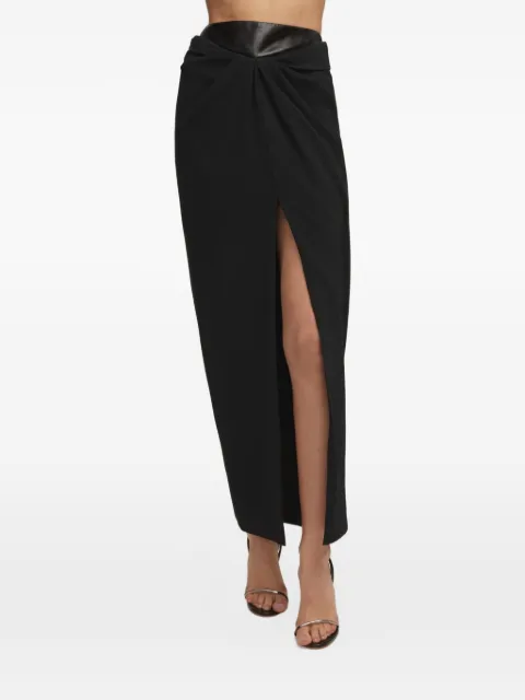 Brandon Maxwell Nora  leather-waist draped skirt