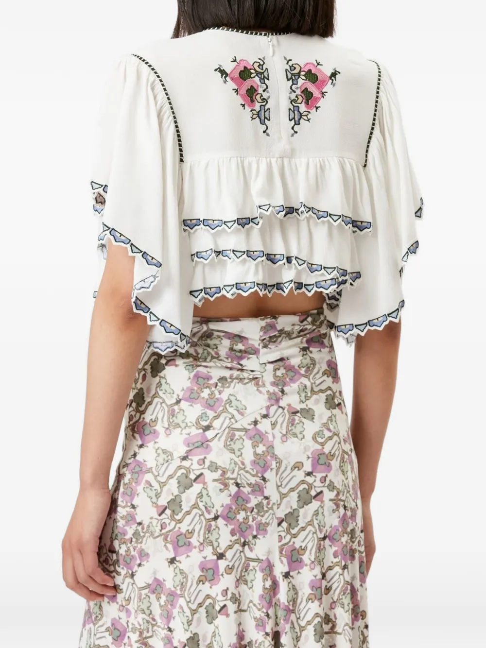 ISABEL MARANT Sana blouse met borduurwerk en ruches Wit