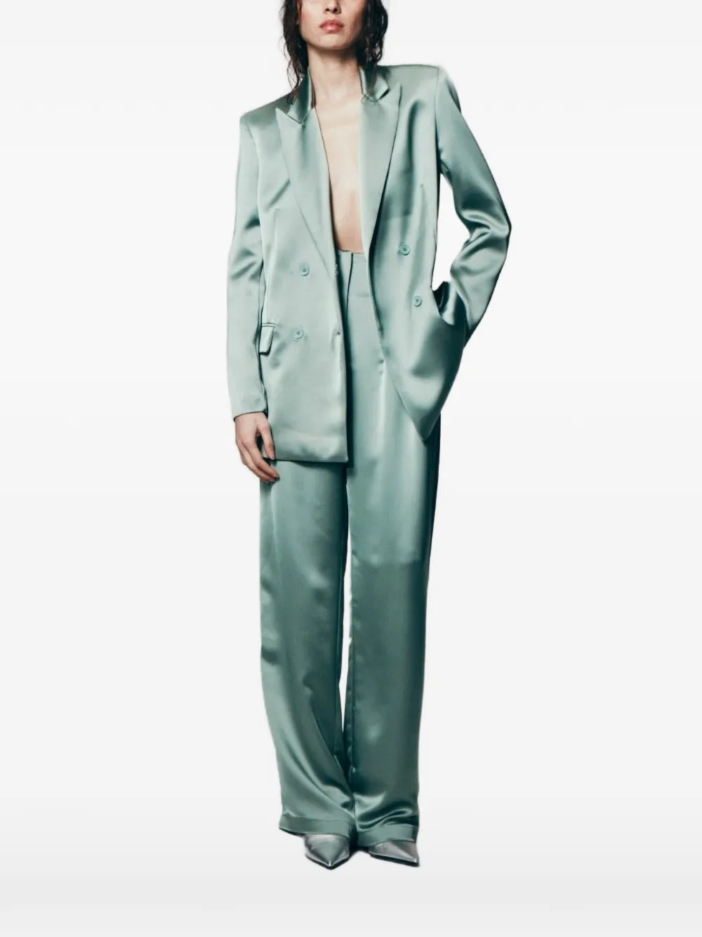 In The Mood For Love Bonnie double-breasted satin blazer