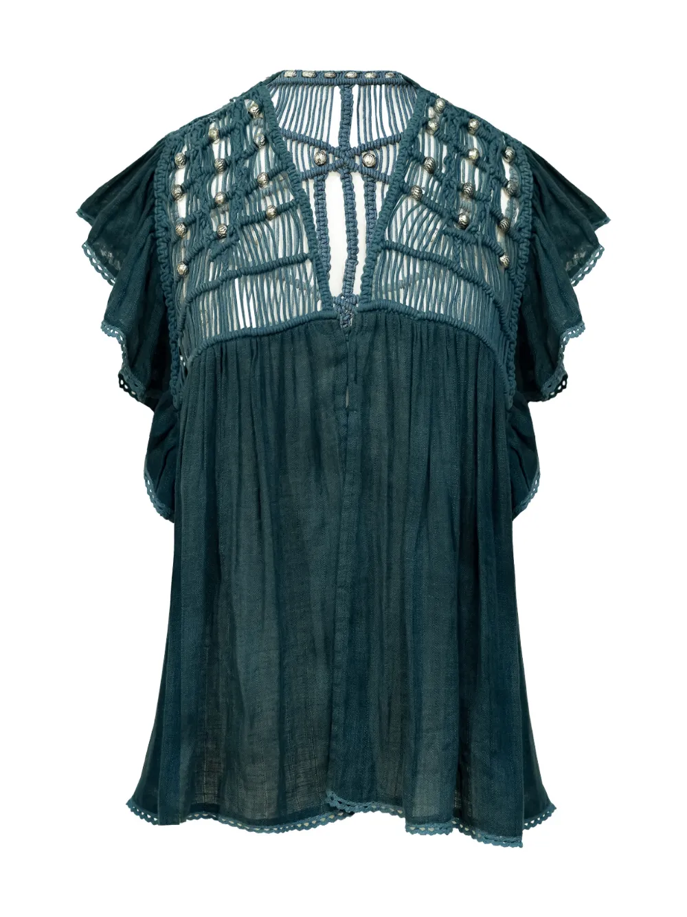 Mes Demoiselles Mus macramé blouse met ruches Groen