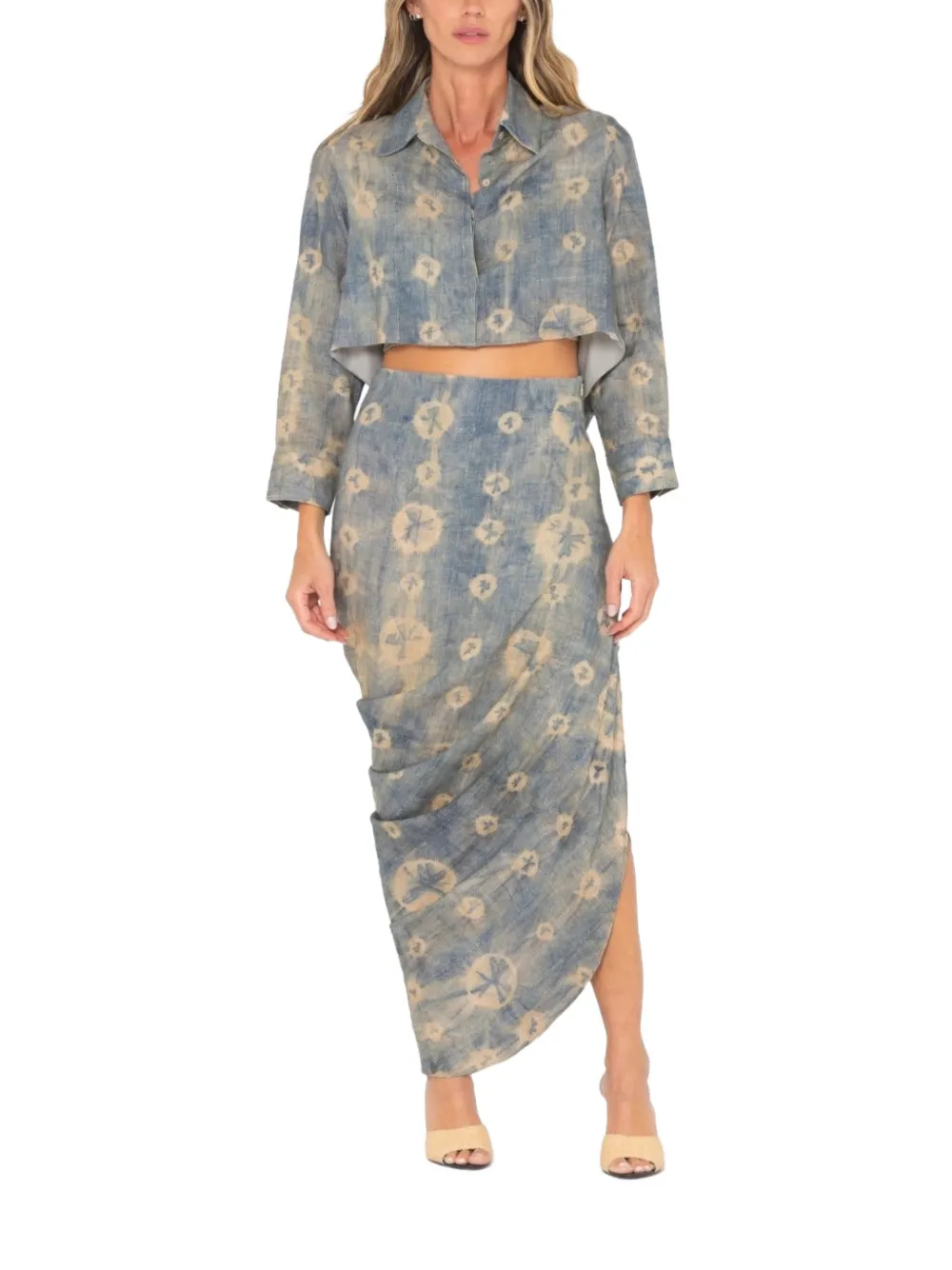 JBQ Noor asymmetrische rok met Shibori-print Blauw
