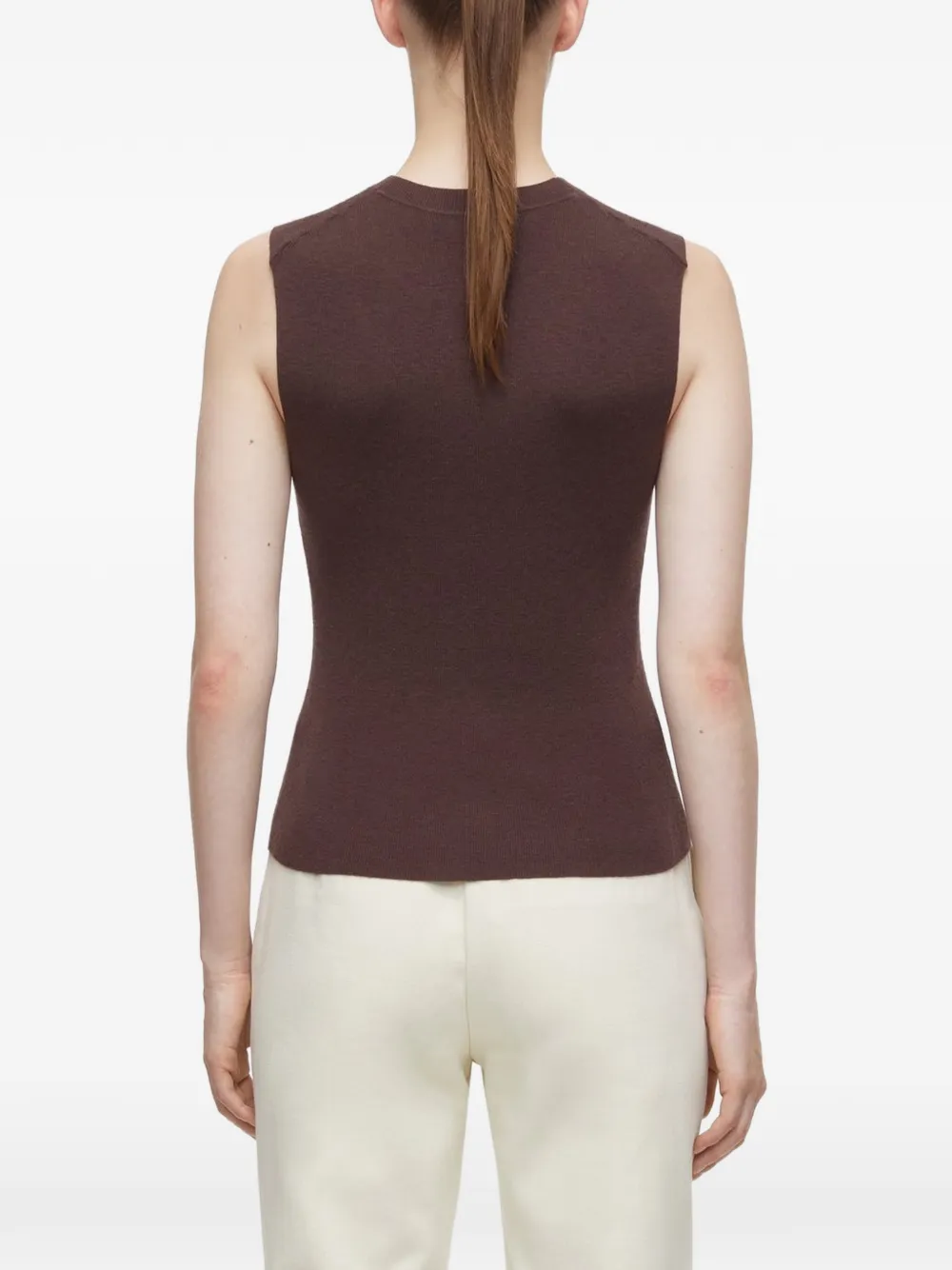 Closed Ribgebreide top Bruin