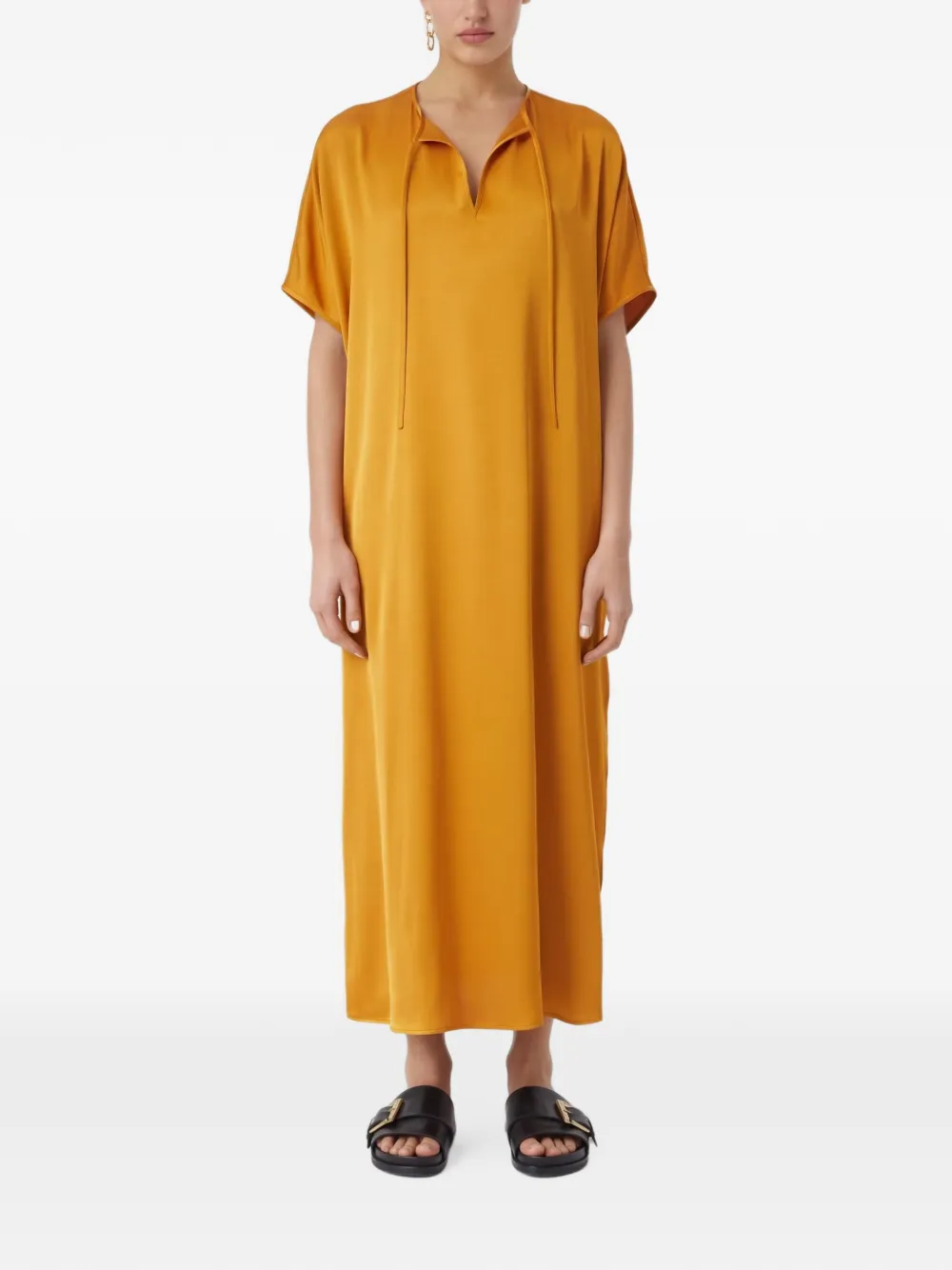Closed short-sleeve maxi dress Geel