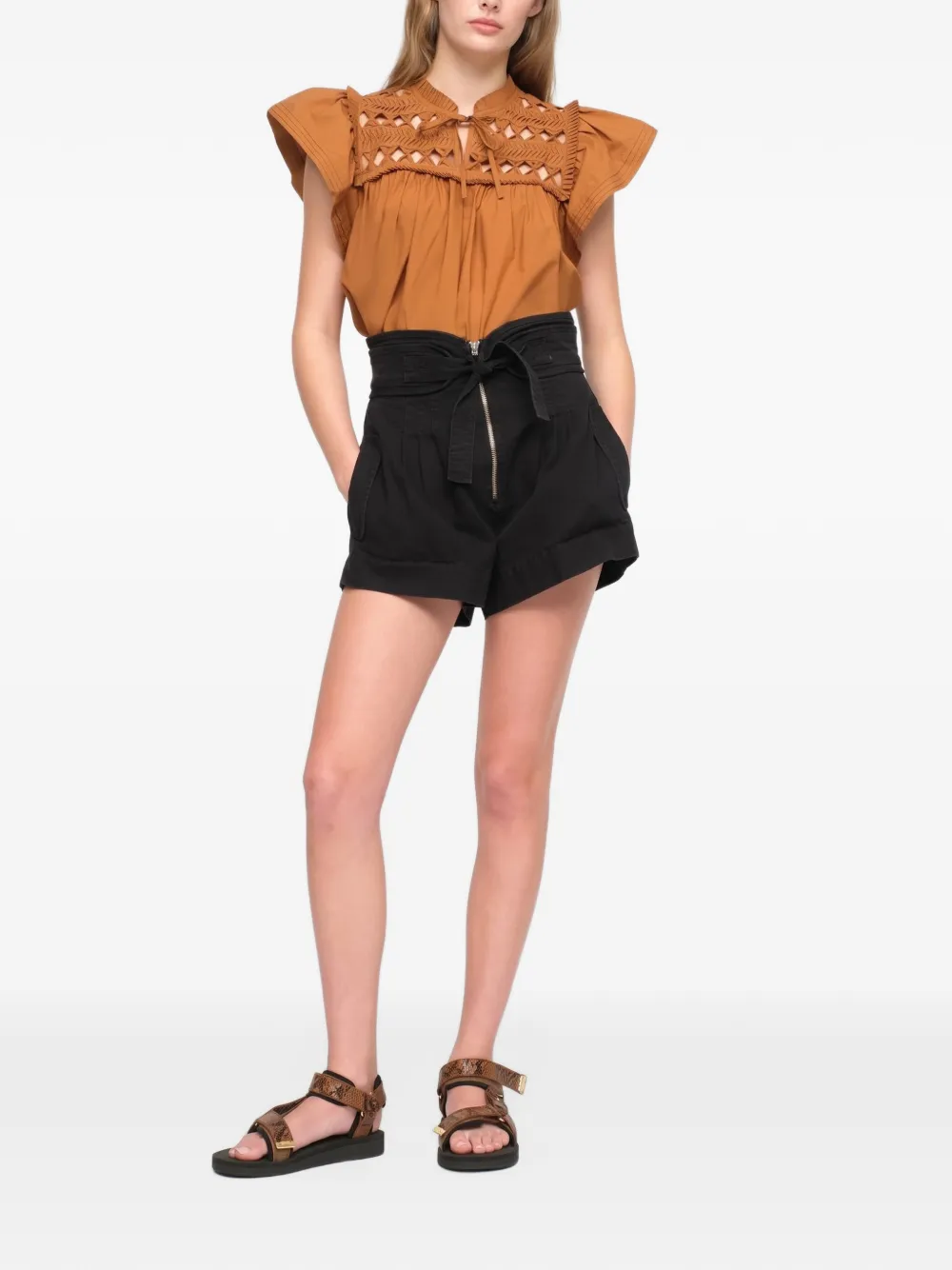 Sea Suri belted canvas shorts Zwart