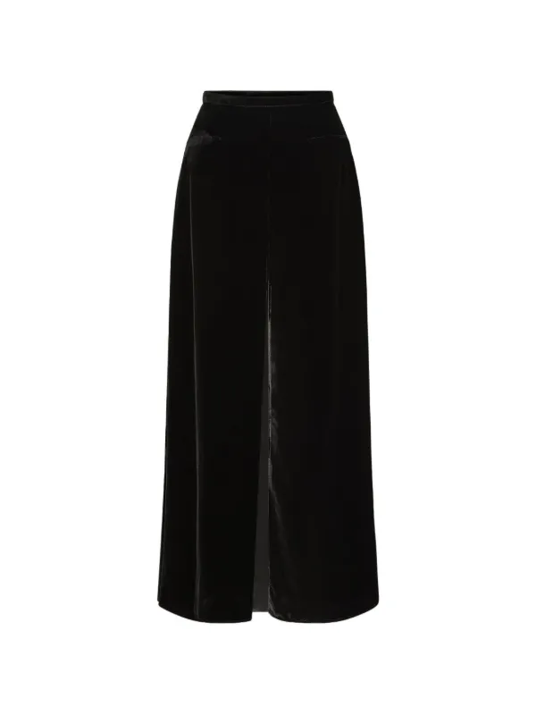 Le Kasha Castelo Front-slit Midi Skirt in Black