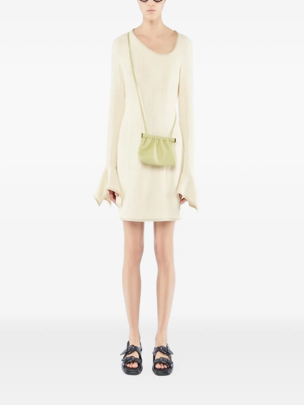 Nanushka Elva fluted-sleeve mini dress Beige