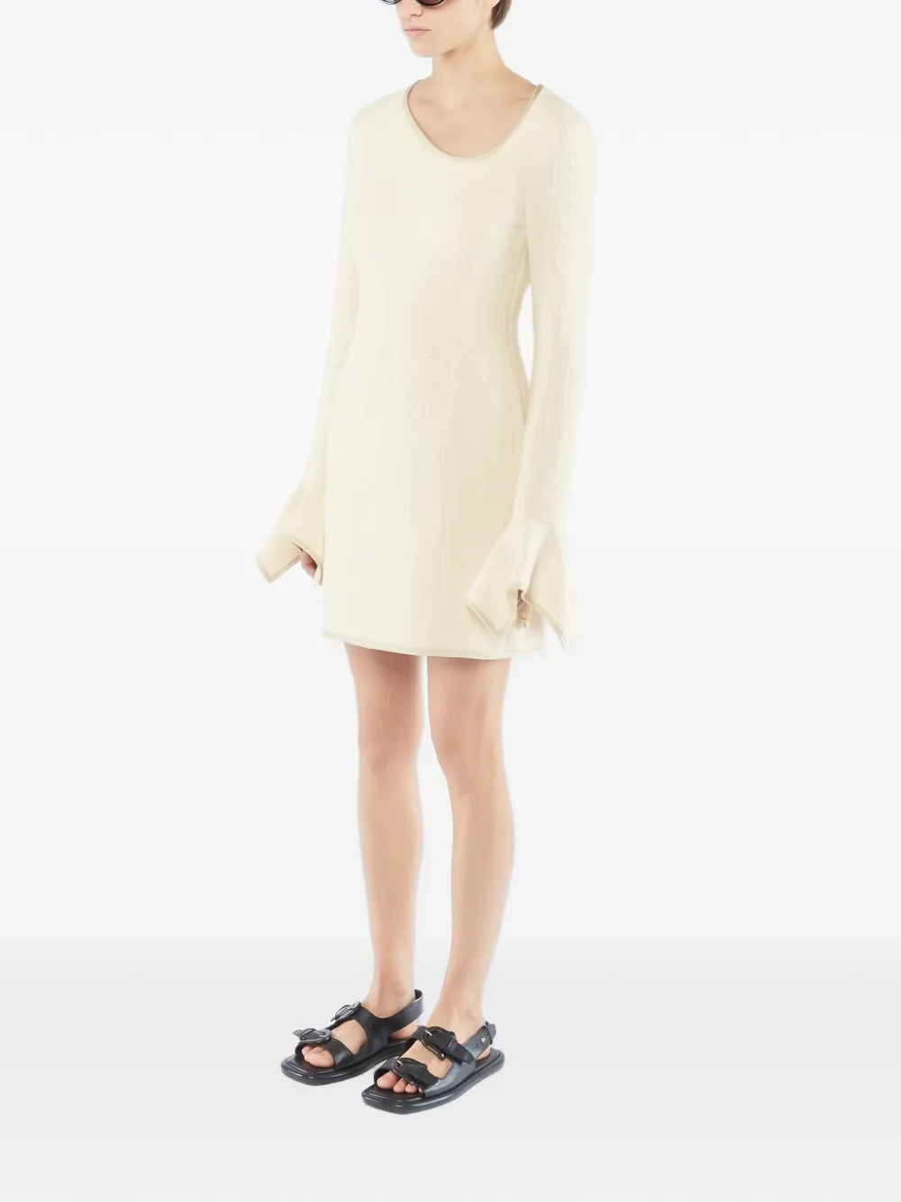Nanushka Elva fluted-sleeve mini dress Beige