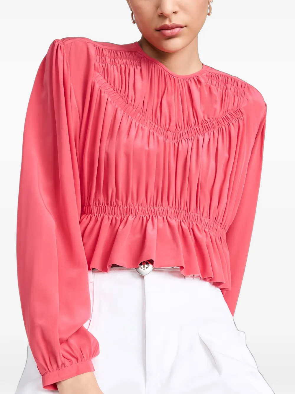 ISABEL MARANT Nelino blouse met smokwerk Roze