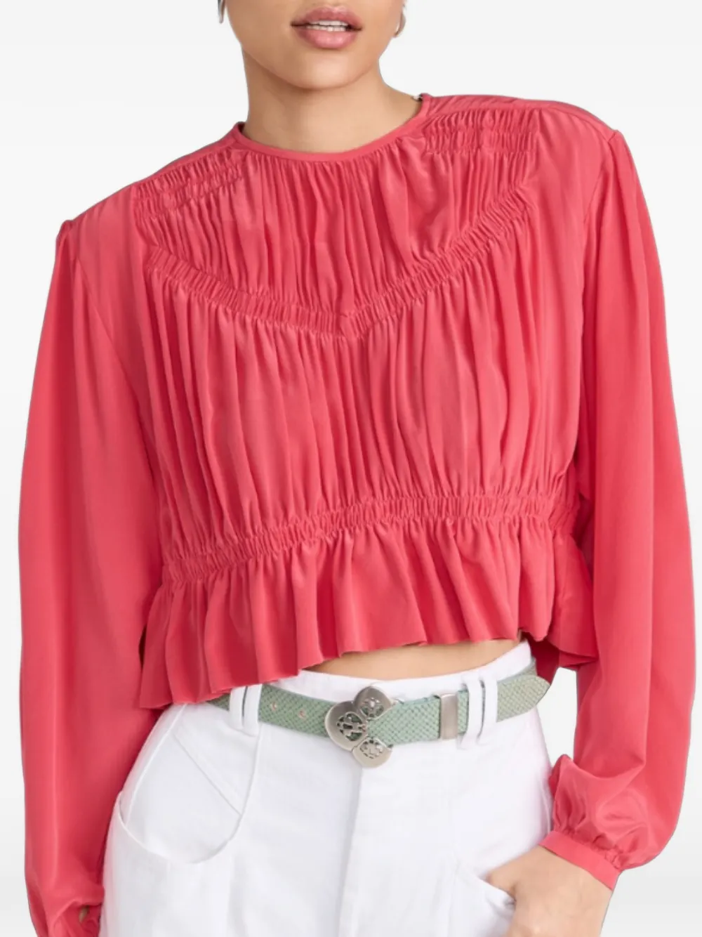 ISABEL MARANT Nelino blouse met smokwerk Roze
