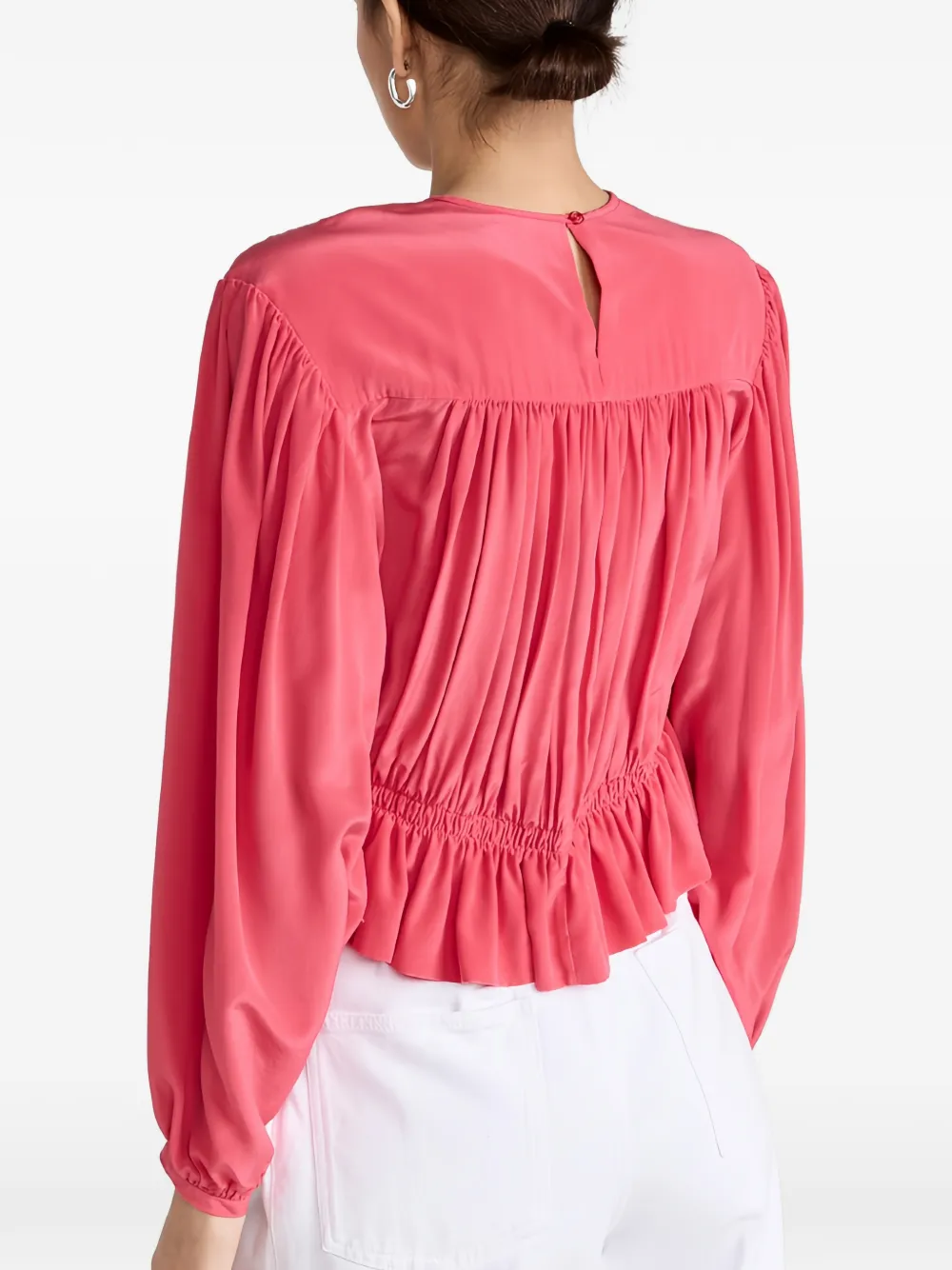 ISABEL MARANT Nelino blouse met smokwerk Roze