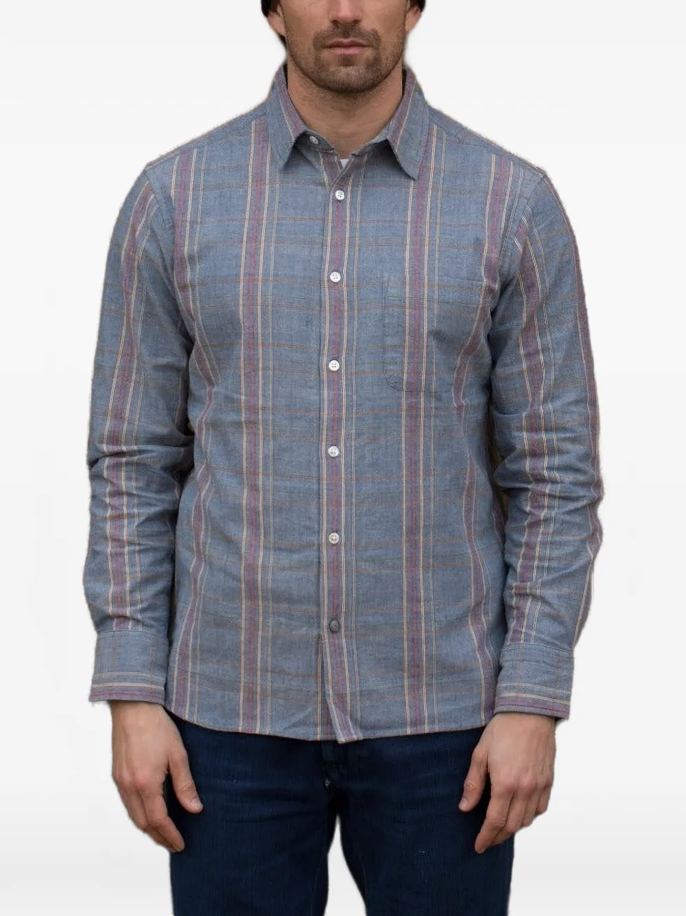 Original Madras Trading Company twin-stitched striped shirt
