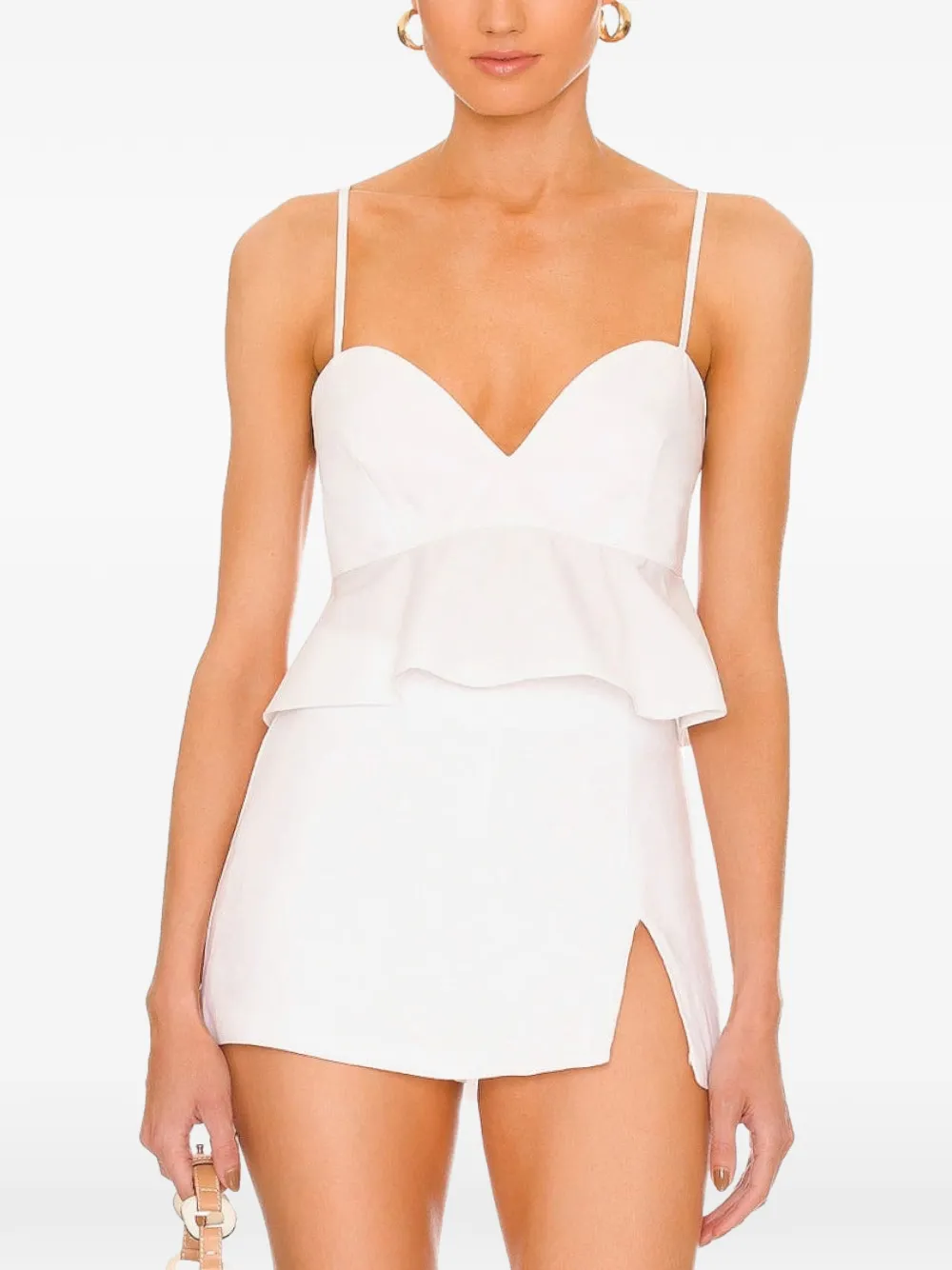 Matthew Bruch Sweet Heart Peplum Top In White