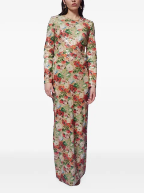 Rosetta Getty sequin-embellished floral-print gown