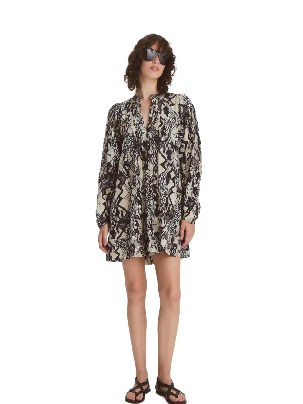 Maria Cher Quilaquina Lupe mini-jurk met abstracte print Beige