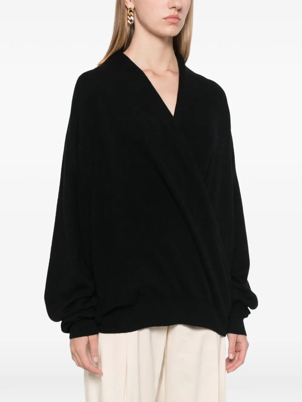 Frenckenberger wrap-design shawl-lapel sweater Zwart
